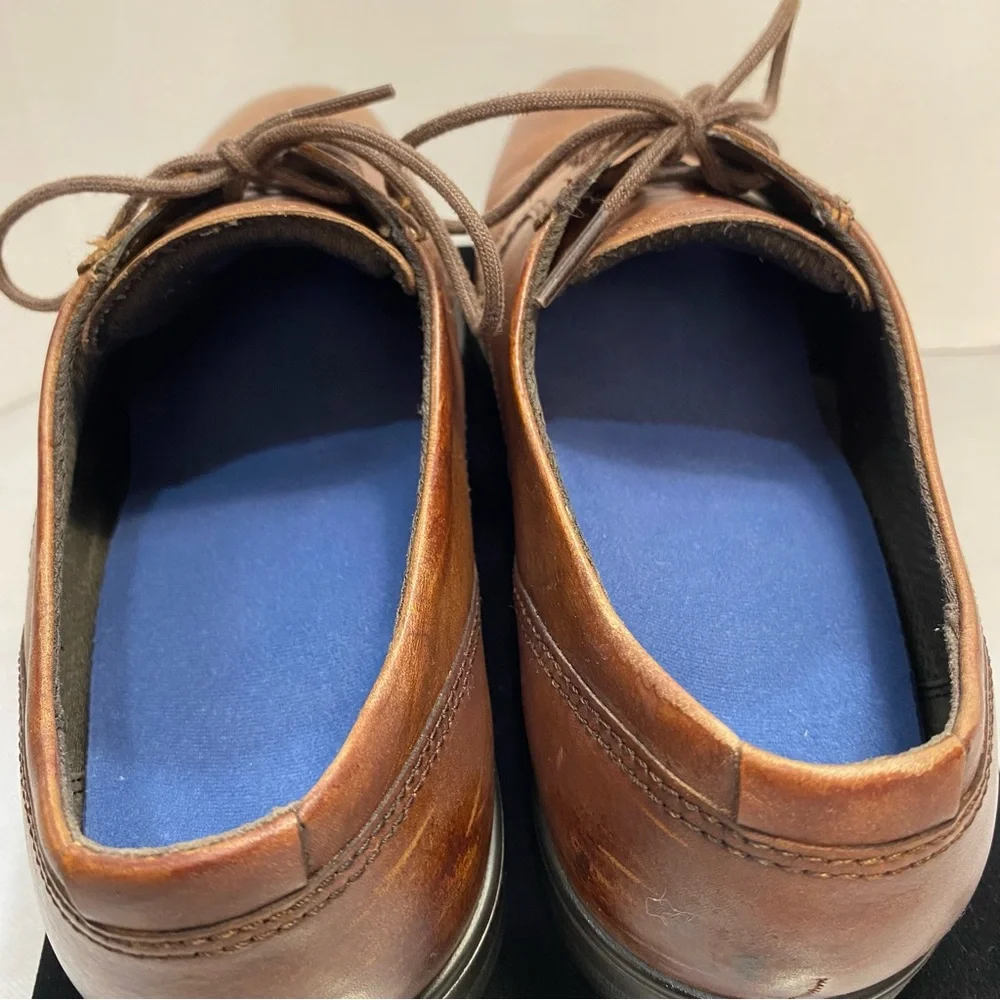 ECCO Cognac Leather Derby Dress Shoes EU 43 US 9–9.5 Comfort Plain Toe